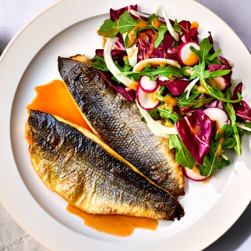 Photo of Branzino with Orange Mojo Sauce from Bobby Flay Steak