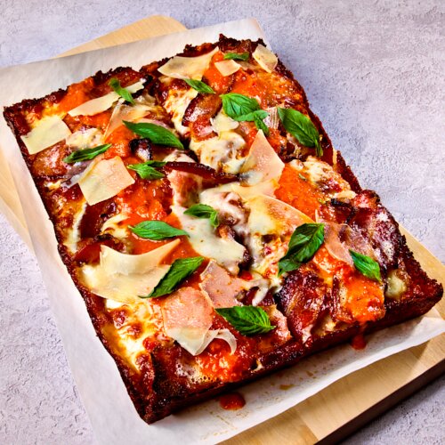 Photo of Vodka Bacon Pizza from Detroit Brick Pizza Co.