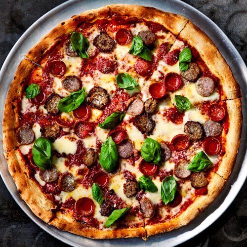 Photo of Pepperoni, Sausage & Meatball Pizza from Di Fara Pizza