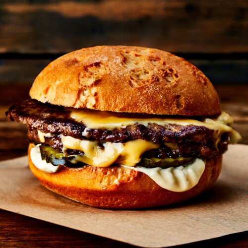 Photo of Burger Stack on Gluten-Free Bun from Fred's Meat & Bread